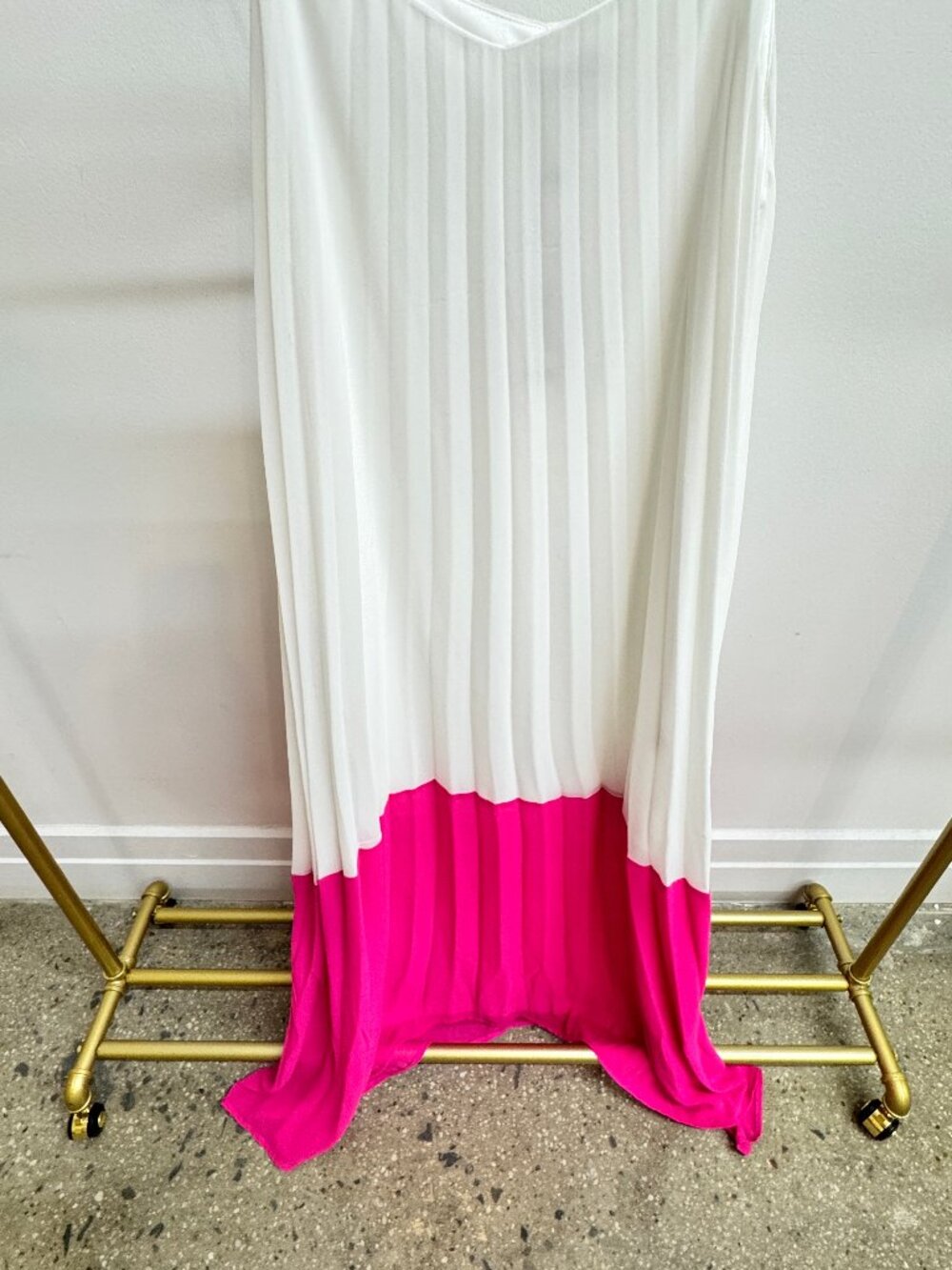 NWT Colorblock Pleated Cami Column Maxi Dress - Picture 2 of 2